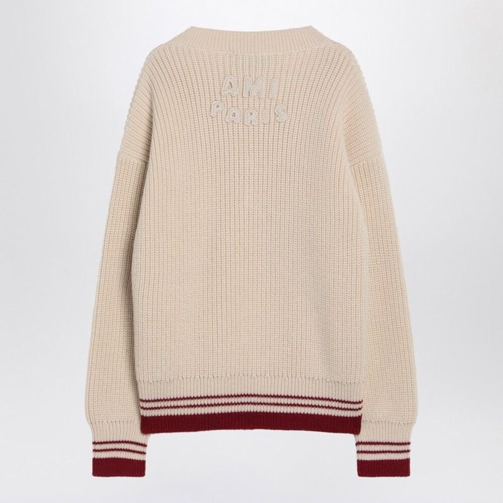 Ami Paris Ami De Coeur Cream Colour Sweater Women - Picture 2 of 2